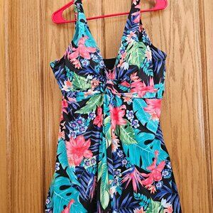 Twist Front One Piece Swim Dress